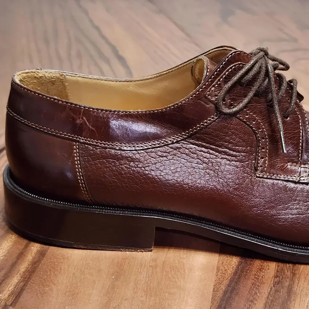 Johnston & Murphy Cellini Shoes Mens Size 10.5 M Brown Leather Cap Toe Italy